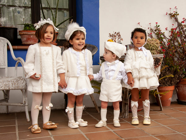 Sonata Infantil AW24 Spanish Girls Luxury Cream Puffball Dress IN2401 - MADE TO ORDER