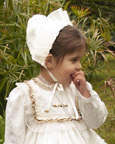 Sonata Infantil AW24 Spanish Girls Cream Bonnet IN2412 - MADE TO ORDER