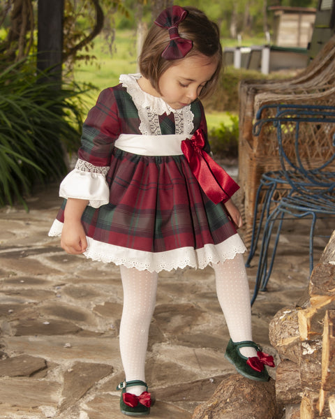 Sonata Infantil AW24 Spanish Girls Burgundy Puffball Dress IN2415 - MADE TO ORDER