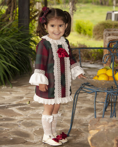 Sonata Infantil AW24 Spanish Girls Burgundy A-Line Dress IN2416 - MADE TO ORDER