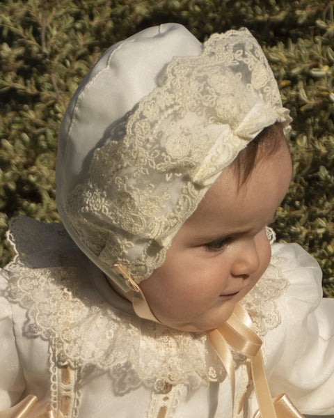 Sonata Infantil AW24 Spanish Girls Cream Bonnet IN2421 - MADE TO ORDER