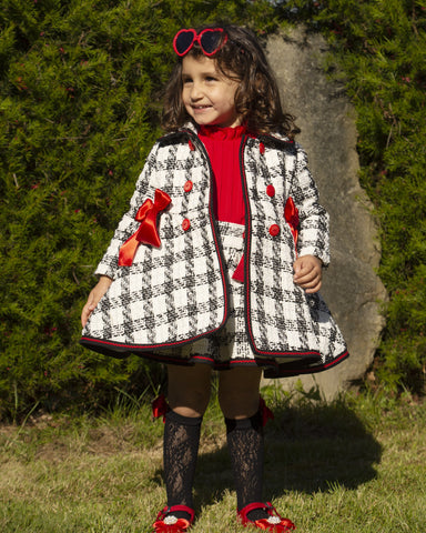 Sonata Infantil AW24 Spanish Girls Black Check Coat IN2424 - MADE TO ORDER