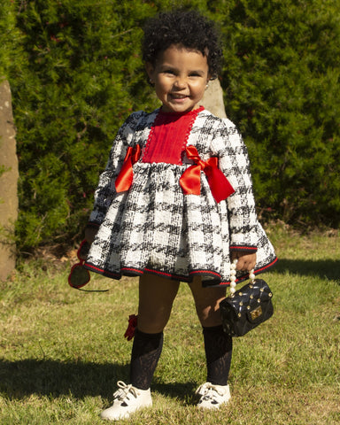 Sonata Infantil AW24 Spanish Girls Black Check Puffball Dress IN2425 - MADE TO ORDER