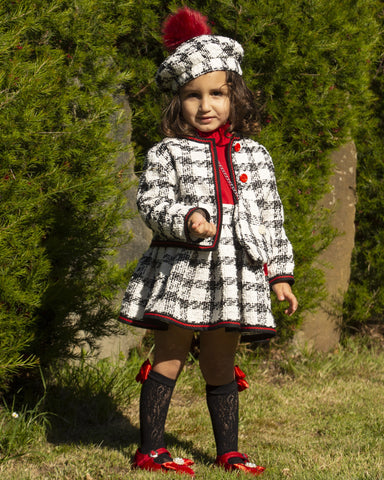 Sonata Infantil AW24 Spanish Girls Black Check Skirt 4PC Set IN2427 - MADE TO ORDER