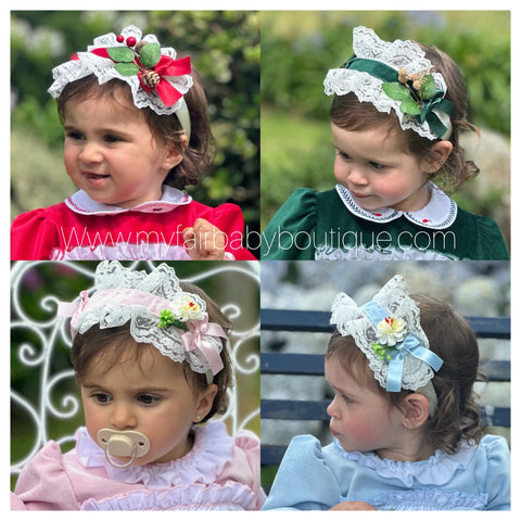 Sonata Infantil AW24 Spanish Girls Lace Headbands - 7 COLOURS - MADE TO ORDER