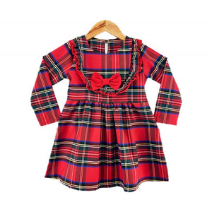 Traditional Older Girls Red Tartan Christmas Dress ~ 1-10y