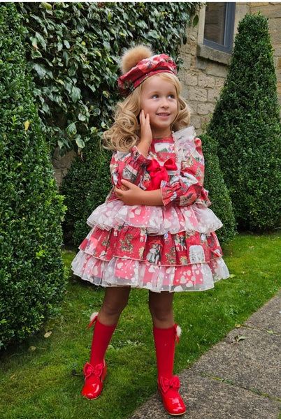 Sonata Infantil Spanish Girls Dulce Navidad Christmas Puffball Dress IN2358 - MADE TO ORDER