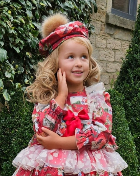 Sonata Infantil Spanish Girls Dulce Navidad Christmas Puffball Dress IN2358 - MADE TO ORDER