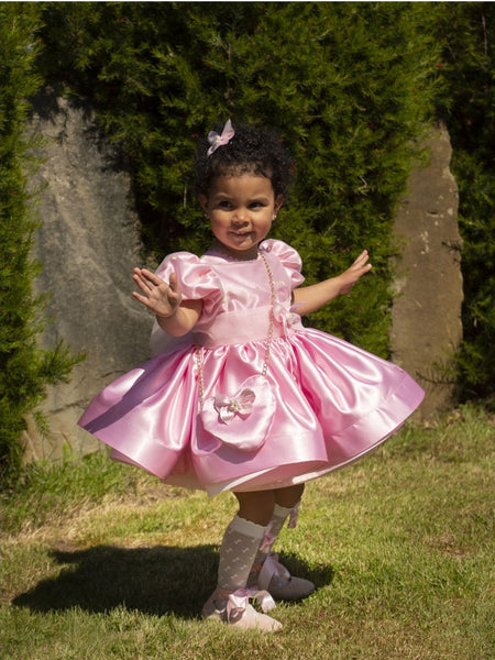 Sonata Infantil Spanish Girls Satin Puffball Dress VE2445 - 5 Colour Options - MADE TO ORDER