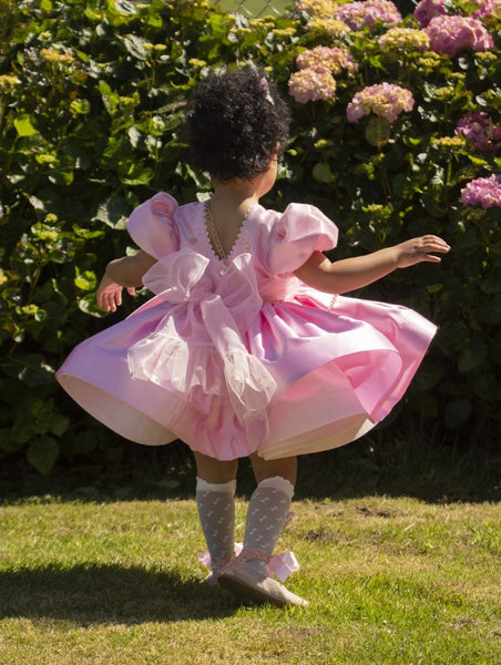 Sonata Infantil Spanish Girls Satin Puffball Dress VE2445 - 5 Colour Options - MADE TO ORDER