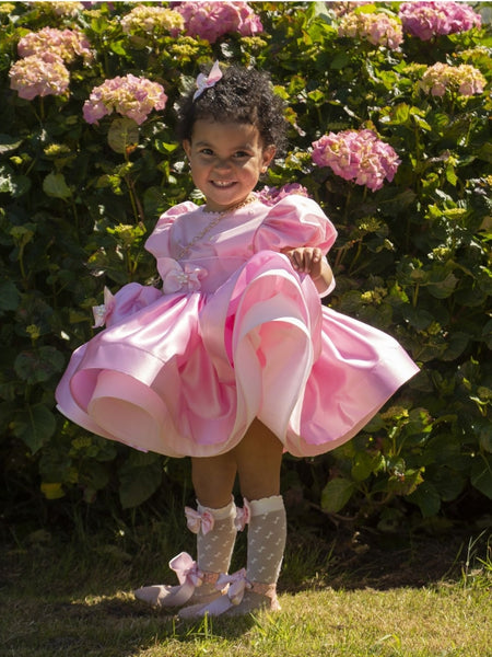 Sonata Infantil Spanish Girls Satin Puffball Dress VE2445 - 5 Colour Options - MADE TO ORDER