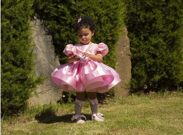 Sonata Infantil Spanish Girls Satin Puffball Dress VE2445 - 5 Colour Options - MADE TO ORDER