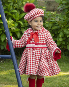 Sonata Infantil AW24 Spanish Girls Red Check Coat IN2431 - MADE TO ORDER