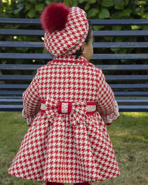 Sonata Infantil AW24 Spanish Girls Red Check Coat IN2431 - MADE TO ORDER