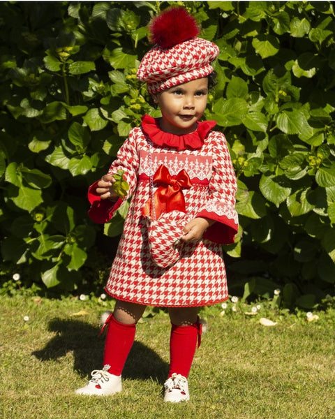 Sonata Infantil AW24 Spanish Girls Red Check A-Line Dress IN2432 - MADE TO ORDER