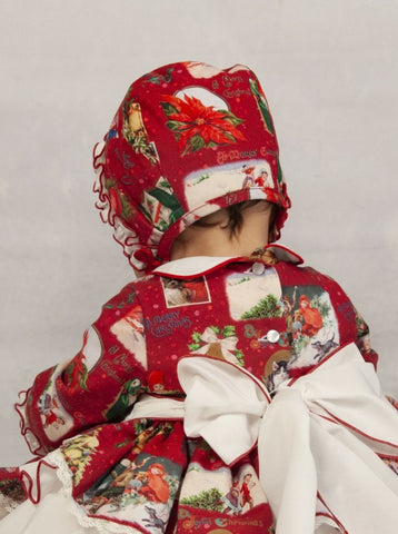 Sonata Infantil Spanish Baby Girls Red Feliz Navidad Christmas Bonnet - 12m