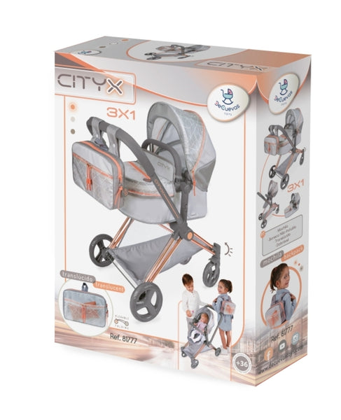 Spanish DeCuevas Cityx Convertable 3x1 Doll Pram 81777 (73cm) - PREORDER