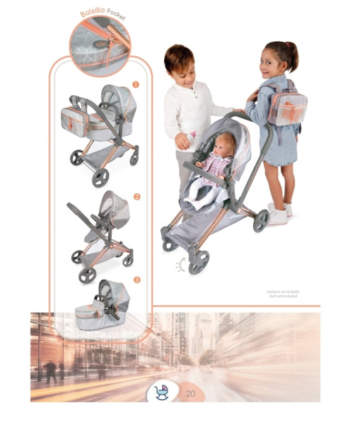 Spanish DeCuevas Cityx Convertable 3x1 Doll Pram 81777 (73cm) - PREORDER