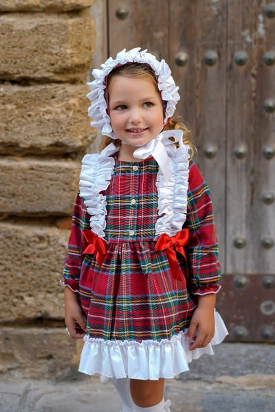 Ela Confeccion AW24 Spanish Girls Red Tartan Dress Set - MADE TO ORDER