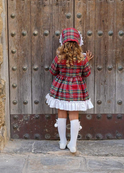 Ela Confeccion AW24 Spanish Girls Red Tartan Dress Set - MADE TO ORDER