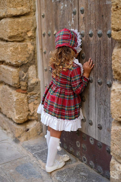 Ela Confeccion AW24 Spanish Girls Red Tartan Dress Set - MADE TO ORDER