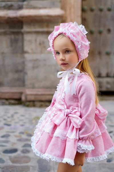 Ela Confeccion AW24 Spanish Girls Pink Puffball Dress - MADE TO ORDER