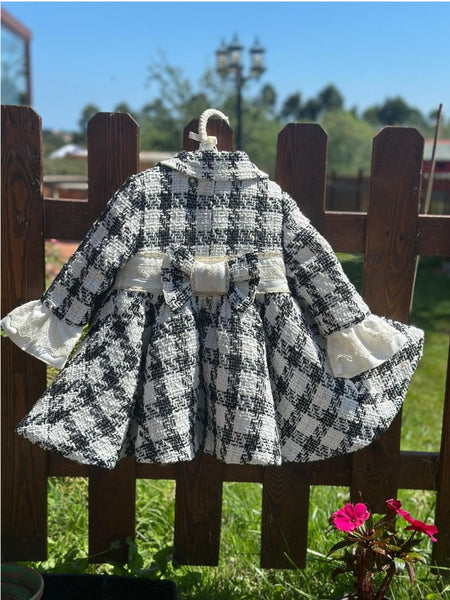 Sonata Infantil AW24 Spanish Girls Black Check Coat IN2431 - MADE TO ORDER