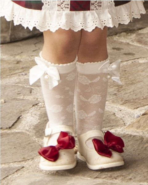 Sonata Infantil Spanish Girls White Bow Shoes - 6 Bow Colours