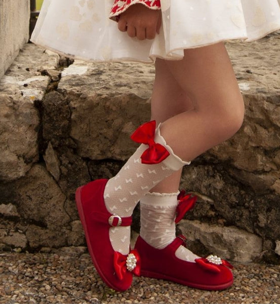 Sonata Infantil Spanish Girls Red Bow Shoes - 6 Bow Colours