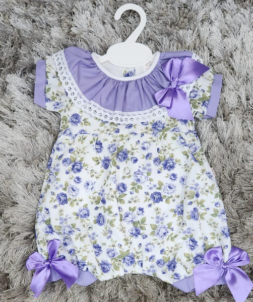 Spanish Baby Girls Purple Floral Romper ~ 3-36m