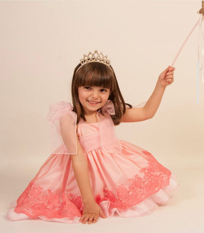 Sonata Infantil Spanish Girls Pink & Coral Organza Bella Dama Dress VE2112 - MADE TO ORDER