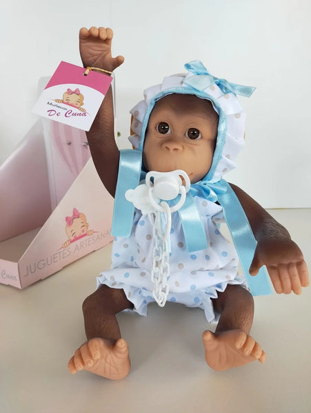 Spanish Baby Gordo Reborn Silicon Monkey Doll Blue 36301 - PREORDER