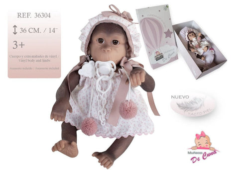 Spanish Baby Chipa Reborn Silicone Monkey Doll Pink 36304 - PREORDER