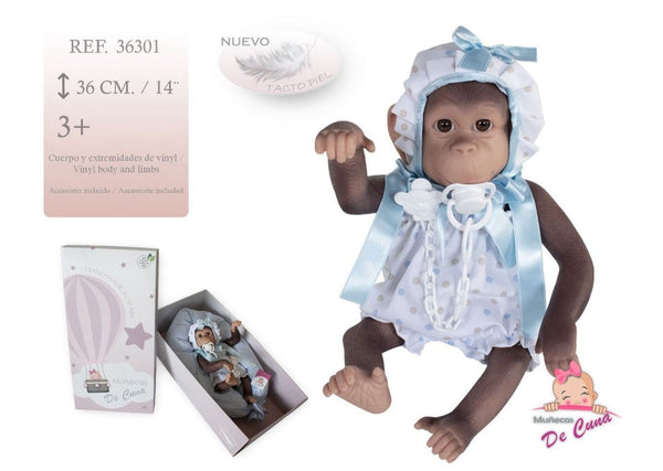 Spanish Baby Gordo Reborn Silicon Monkey Doll Blue 36301 - PREORDER