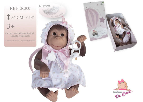 Spanish Baby Gordo Reborn Silicon Monkey Doll Pink 36300 - PREORDER