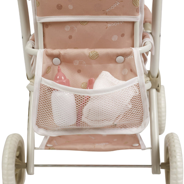 Spanish DeCuevas Limited Edition Pink & Beige Kitty Twin Doll Pram 90378 (72cm) - IN STOCK NOW