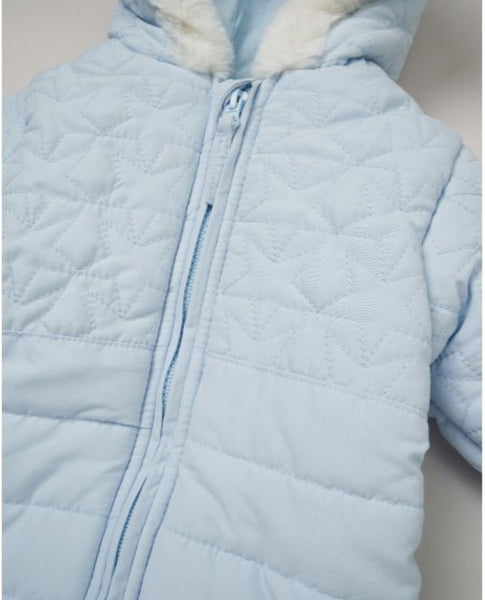 Traditional Baby Boys Blue Star Print Padded Snowsuit