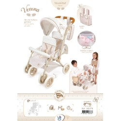 Spanish DeCuevas Verona Twin Doll Pram 90378 (72cm) - IN STOCK NOW