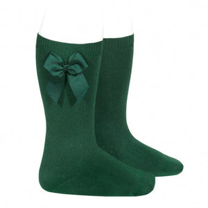 Spanish Girls Bottle Green Knee High Bow Socks