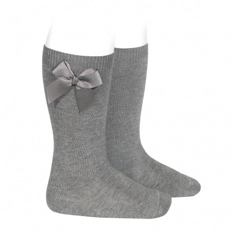 Spanish Girls Grey Knee High Bow Socks