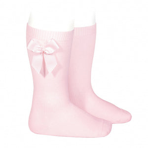 Spanish Girls Knee High Baby Pink Bow Socks