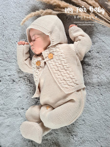 Spanish Baby Boys Camel Knitted Dungarees & Cardigan 3120 - 1-6m