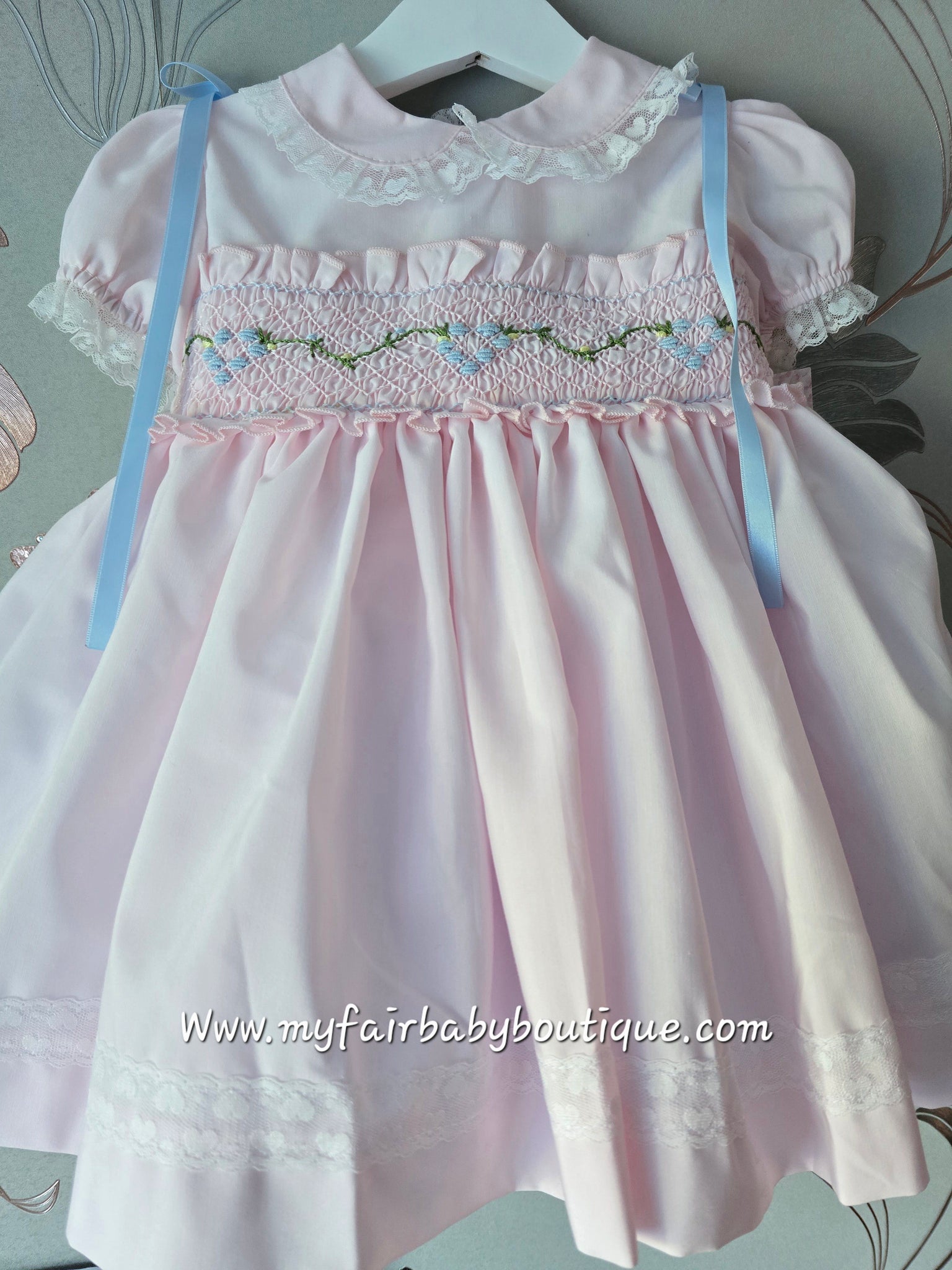 Sonata Infantil Spanish Girls Pink & Blue Smocked Puffball Dress & Bonnet VE2426 ~ 3y ~ IN STOCK NOW