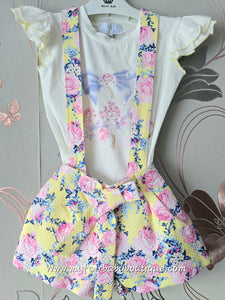 Beau Kid Traditional Lemon Floral Dungaree Set 22112 ~ 2-6y