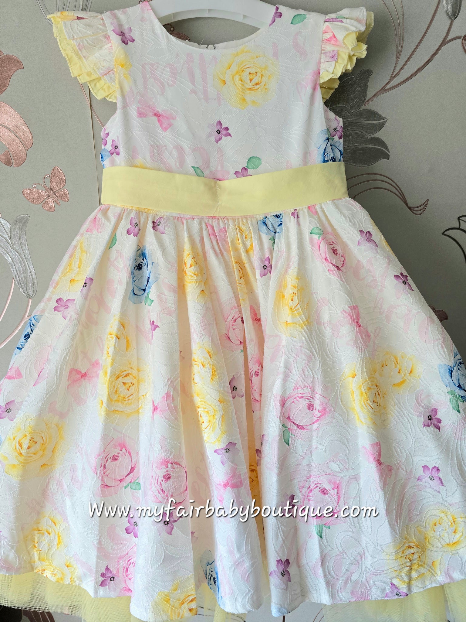 Beau Kid Girls Lemon Floral Party Dress 55118 - 3-8y