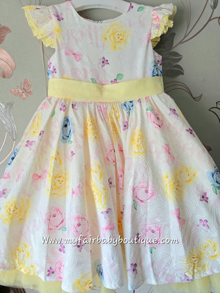 Beau Kid Girls Lemon Floral Party Dress 55118 - 3-8y