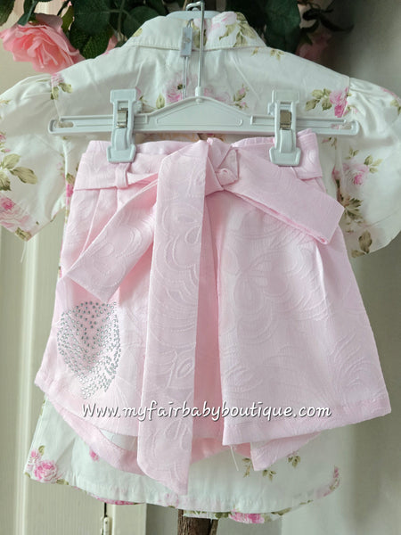 Beau Kid Traditional Girls Pink Short & Floral Blouse Set 444200 ~ 2-6y