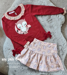 Spanish Older Girls Red Owl Skirt Set ~ 4-10y