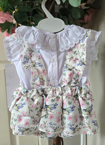 Spanish Baby Girls Floral Bird Romper Set ~ 3-36m