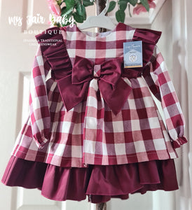 Ceyber AW24 Spanish Older Girls Burgundy Check Dress ZA3119